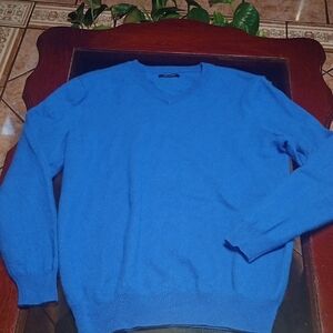 Women's  Cashmere Vibrant Blue V-Neck Sweater M